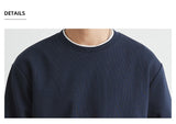 Men's Long Sleeve Casual Hoodie Loose Fit Round Neck White Top For Spring Autumn Versatile Sweatshirt Trendy Brand Men's Wear