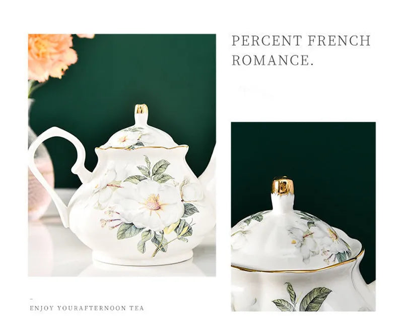 400ML European Bone China Teapot English Afternoon Tea Set Teapot High-Grade Porcelain Coffee Pot Heat Resistant Kettle Pot