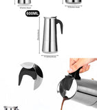 2/4/6/9/12 Cups Coffee Pot Mocha Espresso Latte Stovetop Filter Stainless Steel for Kitchen Moka Coffee Maker Coffee Maker Pot