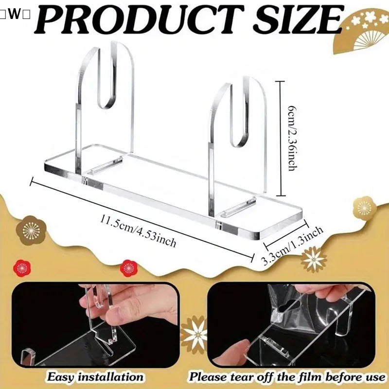 〔W〕1/2pcs Acrylic Fan Display Stands Foldable Fan Stand Holder Space-Saving Desk Organizer For Japanese & Chinese Hand Fans