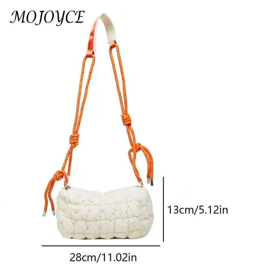Stylish Women Quilted Cloud Bag with Braided Rope Strap Soft Shoulder Bag Perfect for Daily Use and Casual Outings