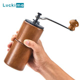 Wooden Manual Coffee Grinder Bean Conical Burr Coffee Mill for Espresso Fine Coarse Adjustable Portable for Travel Home Office