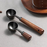 1pc New 304 Stainless Steel Measuring Spoon Coffee Bean Spoon 30ml Walnut Handle Coffee Powder Spoon Baking Spoon