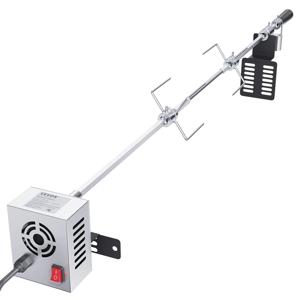 SucceBuy Universal Grill Rotisserie Kit for Grills, Electric BBQ Grill with 9W Motor Stainless Steel Automatic Grilling Kit