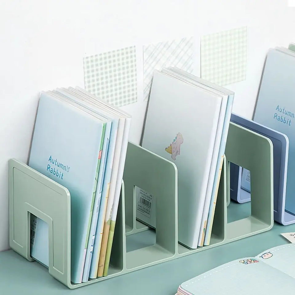 1Pcs Acrylic Desk Organizer 4 Compartment Bag Closet Shelf Divider Bookshelf Tabletop Colorful Four Frames Book Stand