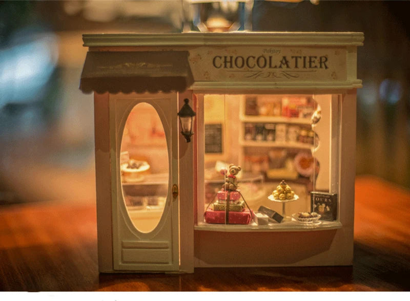 DIY Wooden Dollhouse Casa Miniature With Furniture Kit 3D Irish Cottage Coffee House Assemble Toy for Children Christmas Gifts