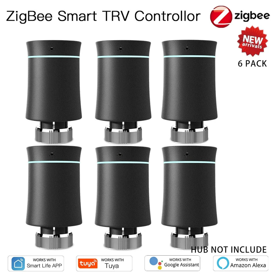MOES ZigBee3.0 TRV New Radiator Actuator Valve Tuya Smart Programmable Thermostat Temperature Heater Alexa Voice Control