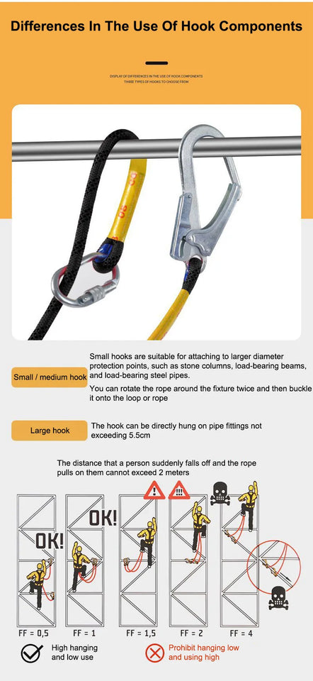 High-altitude Work Safety Harness Single Waist Safety Belt with Safe Rope Hook Outdoor Climbing Training Protective Equipment