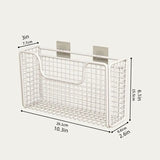 Storage box inside the kitchen cabinet door, storage bag on the hook behind the door, basket for the cabinet door