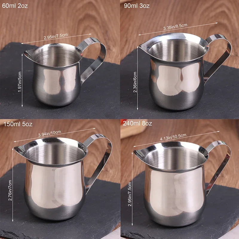 Coffee Milk Frothing Pitcher Cup Kitchen Stainless Steel Creamer Pitchers 60-240ML Measuring Cup With Pouring Spout Coffeeware