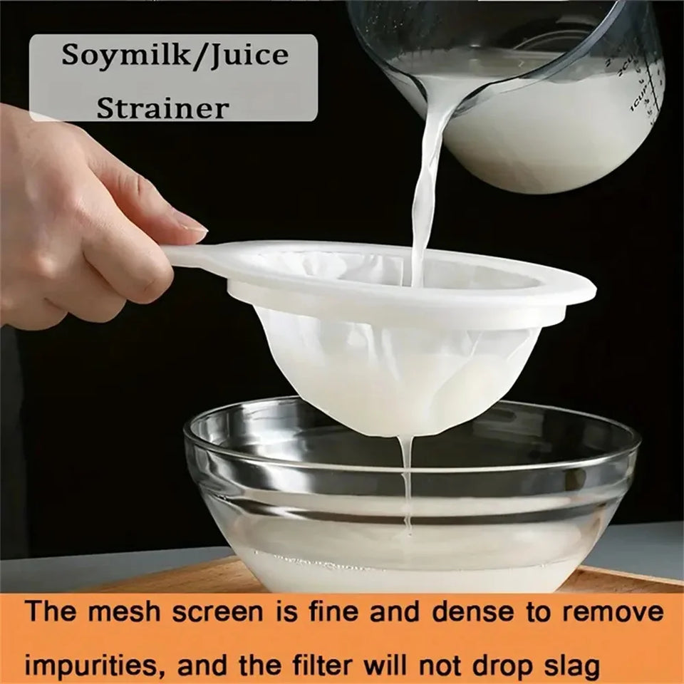 3Pcs Kitchen Ultra-Fine Nylon Mesh Strainer Soybean Milk Yogurt Juice Filter Reusable Tea Coffee Residue Filter Kitchen Fine Net