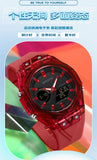 SANDA Top New 6283 Dual Display Multifunctional Student Electronic Watch Alarm Clock Night Light Waterproof Sports Student Watch