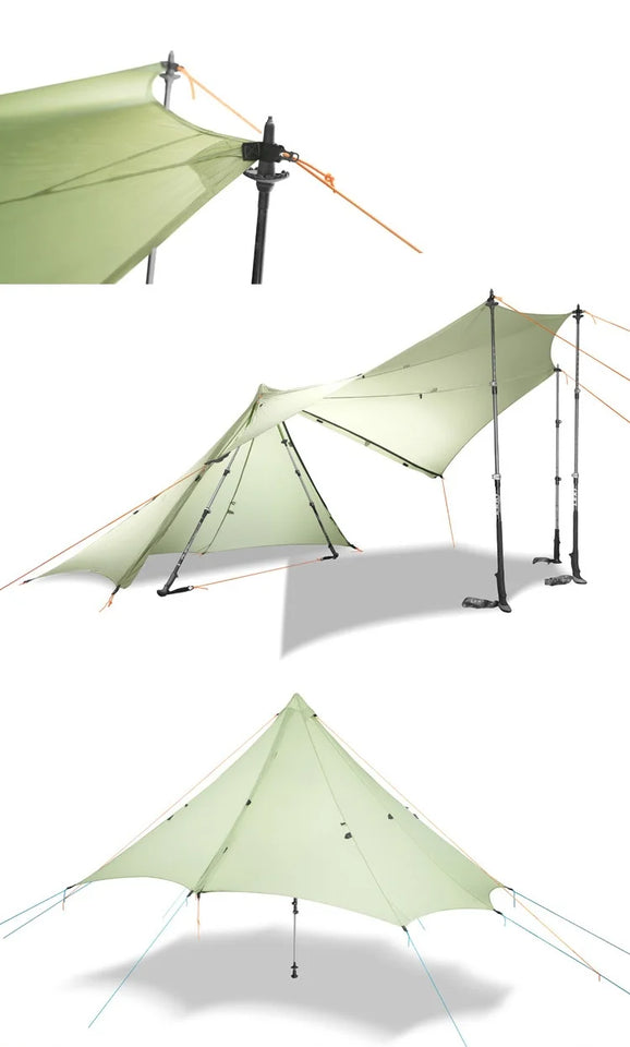 Knot Hufu1 Outdoor Camping Pyramind Tent Lightweight 20D Double Silicone Hiking Traveling Backpack 1P-2P Octagonal Tent