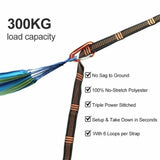 Correias De Poliéster Reforçado Para Acampamento AO Ar Livre Black Hammock Straps 5 Ring Alta Carga-rolamento Farpado 2pcs
