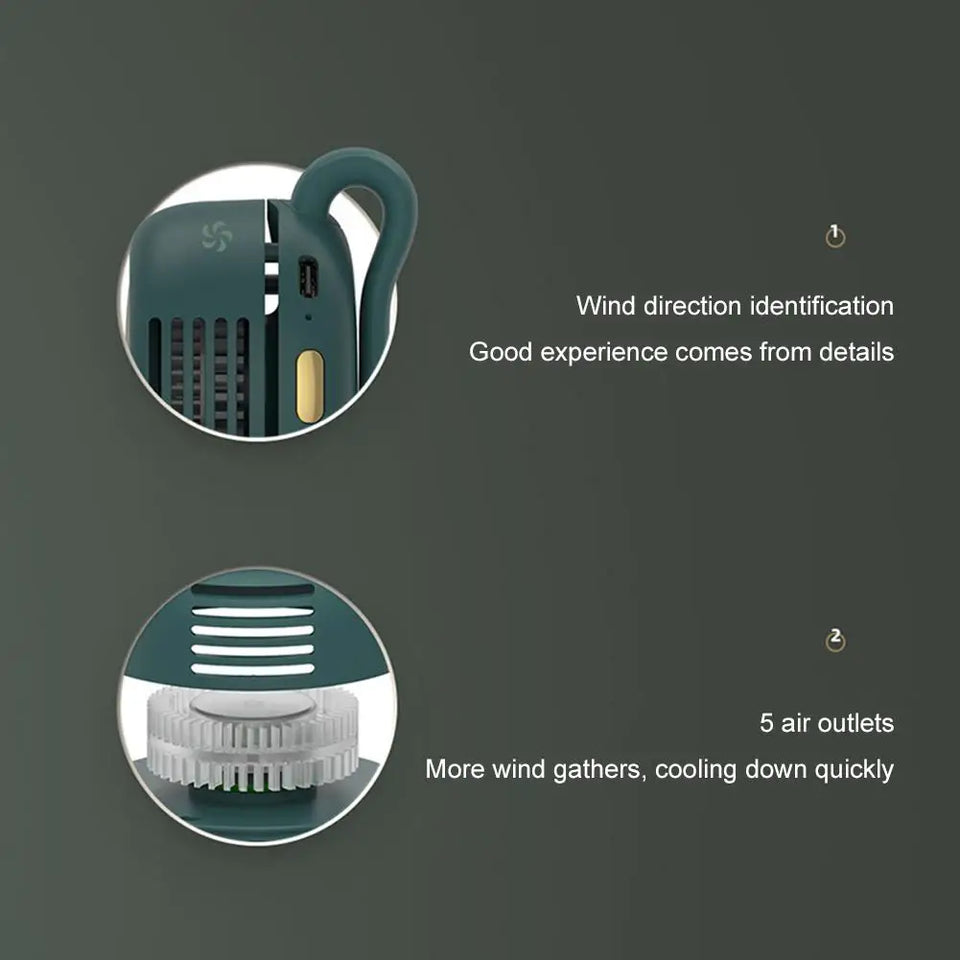 360° Adjustable Airflow Portable Neck Fan Soft Breeze Quiet Personal Cooling Fan for Outdoor & Office Travel Mini Fan