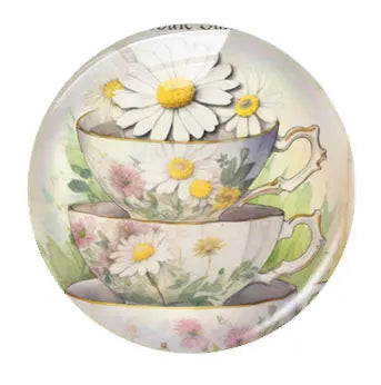 Handmade Teacup Coffee Cup Flower Photo Glass Cabochon Flatback Demo Flat Back Cameo For Diy Jewelry Making Supplies Accessories