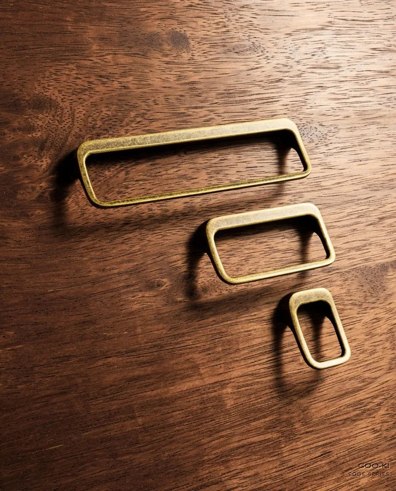 Goo-Ki Brushed Brass Cabinet Handle Antique Three-dimensional Finger Pulls Wardrobe Drawer Long Handle Nickel Drawer Pulls