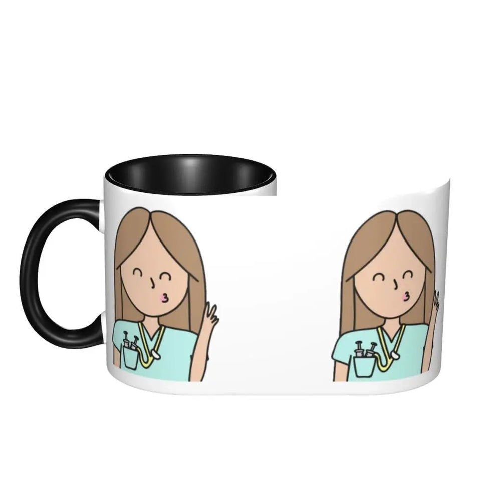 Pink Doctor Nurse Coffee Mugs DIY Customized Enfermera En Apuros Ceramic Milk Tea Mug Cup