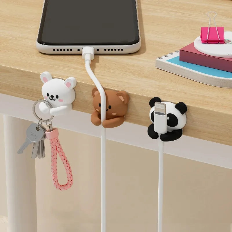 Desktop Data Cable Fixer Nail-free Seamless Silicone Cable Organizer Mouse Cable Headset Multifunctional Winder Desk Organizer