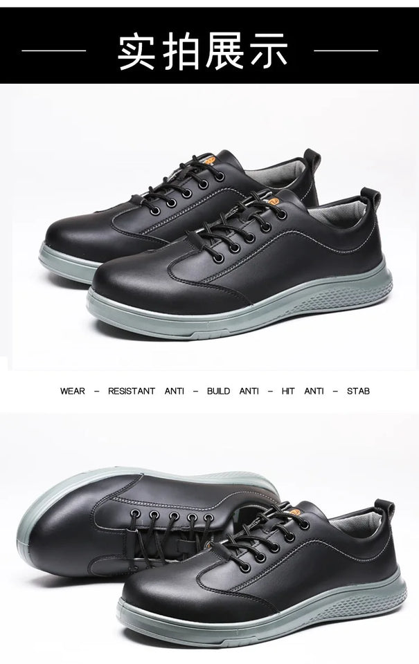 New microfiber leather PU sole anti-static white protective anti-smash anti-puncture safety shoes breathable non-slip work shoes