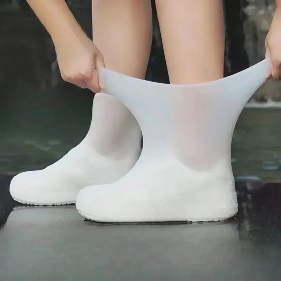New 1 Pair Waterproof Non-slip Silicone High Elastic Wear-resistant Unisex Rain Boots for Outdoor Rainy Day Reusable Shoe Cover