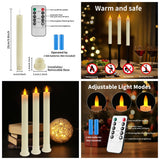 LED Flameless Taper Candles 6.5/11" Battery Operated Fake Flickering Candlesticks Electric Long Candles for Wedding Home Decor