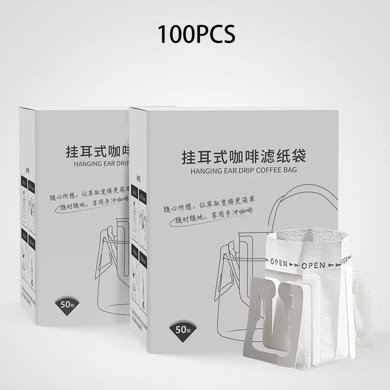 50/100pcs Coffee Filter Bags Disposable Drip Portable Coffee Paper Pack Ear Style Espresso Coffee Accessories Tea Tools