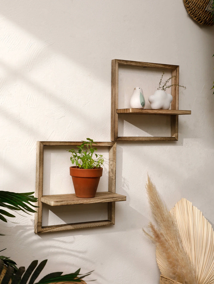 Wooden Display Shelf Floating Shelves Rustic Wood Shelves Wall Storage for Bedroom Kitchen Over Toilet Small Wall Mounted Gifts