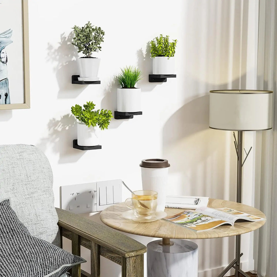 4PCS Floating Shelves For Wall Wood Shelf Display Ledges Room Decor Home Living Room Plant Flower Pot Tray Storage Garden Decora