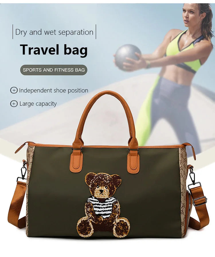 Travel Fitness Bag Luggage Bag Zipper Storage Bag Carry-on Duffle Bag With Single Shoulder Strap For Short Trips Swimming