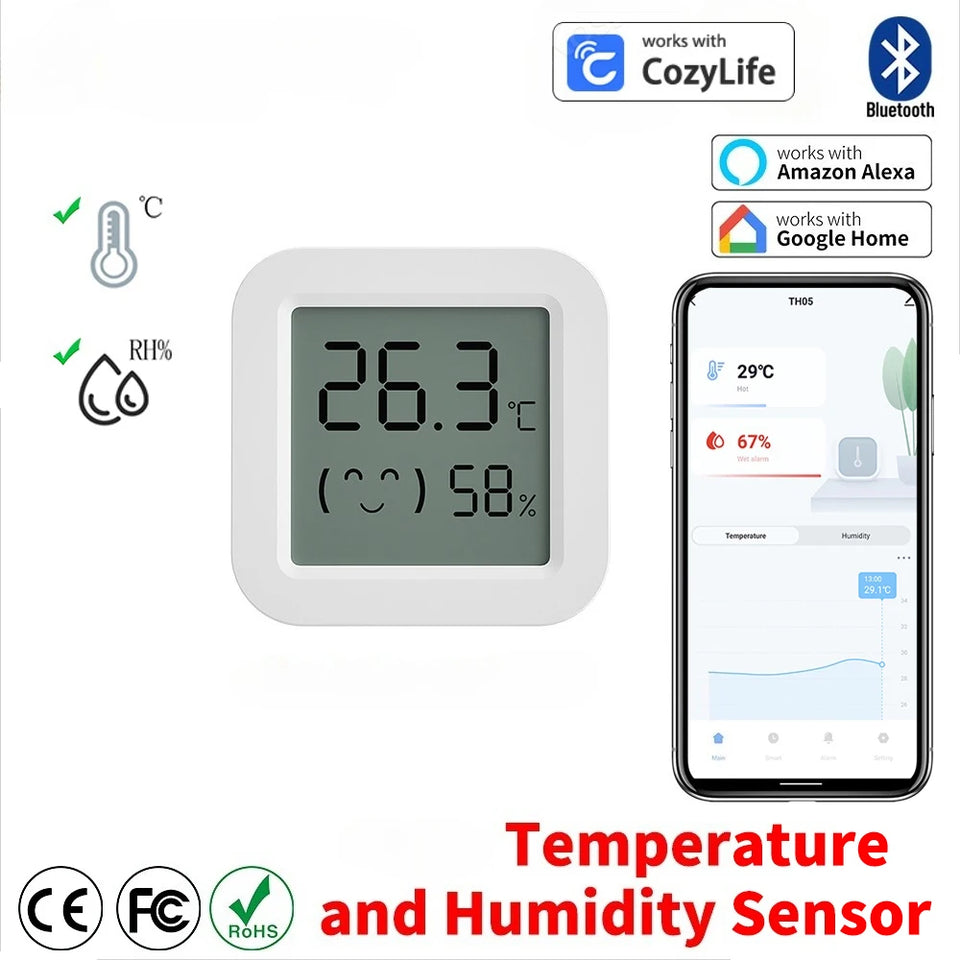 CozyLife Smart Thermometer Temperature Sensor Fridge Sensor Mini LCD Digital Display Bluetooth-Compatible Thermometer Hygrometer