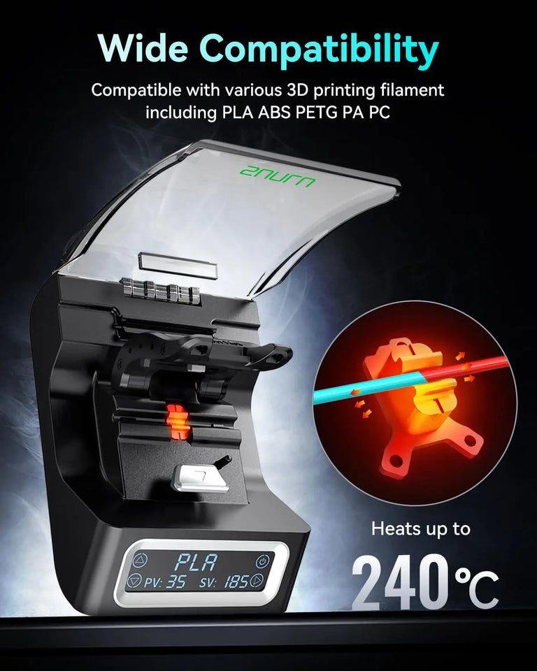 SUNLU Filament Connector FC01 for 1.75mm PLA/ABS/PETG/PA/PC Filament Fast Welding Splicer Simple to Use with 200pcs PTFE Sleeve