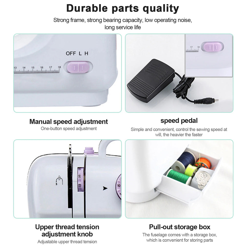 12 Stitches Electric FMSH-505 Sewing Machine Mini Household Sewing Machine with Extension Table US Automatic winding design
