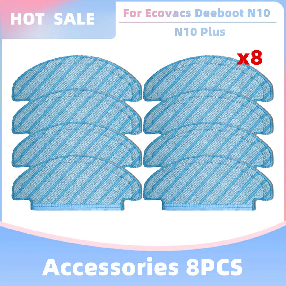 Compatible for Ecovacs Deeboot N10 / N10 Plus Replacement Accessories Parts Main Side Brush Hepa Filter Dust Bag Mop Cloth