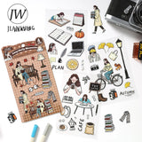 JIANWU Good Collection Book Series Vintage Life Character Landscape Material Collage PET Sticker Creative DIY Journal Stationery