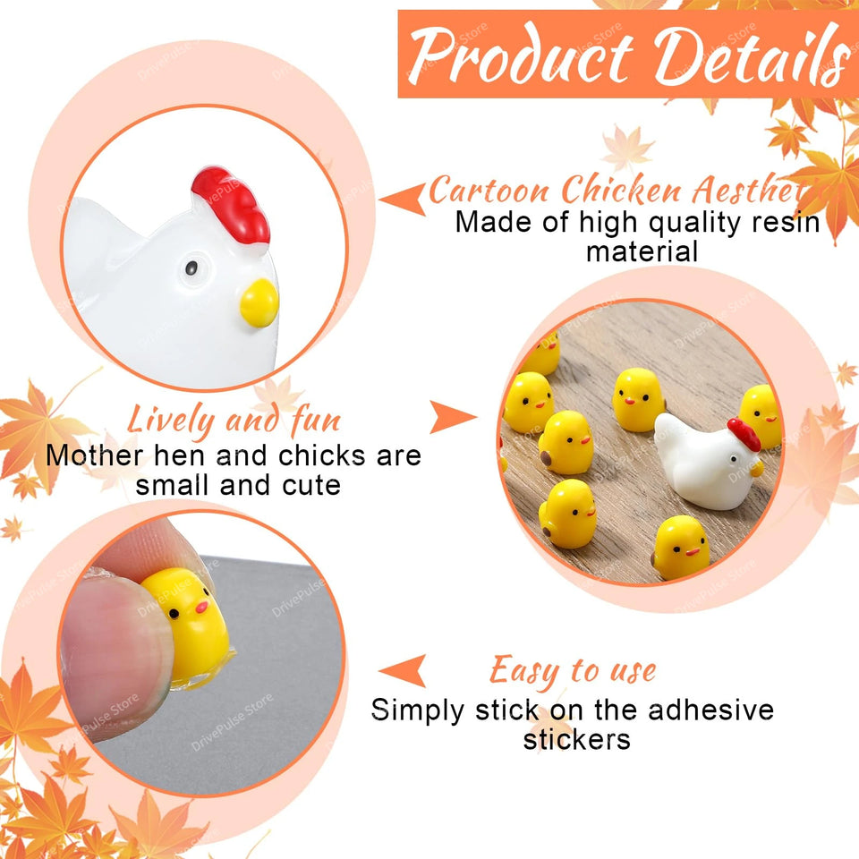 Cute Mini Chickens Car Decor, Fun Chicks Dashboard & Rearview Mirror Ornaments, Fairy Garden Home Accessories, Unique Car Gifts