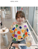 Spring Autumn Baby and Girls Sweet All-Over Flowers Sweatshirt School Kids Outfit Pullover Tops Child Workout Jumper 1-12 Years