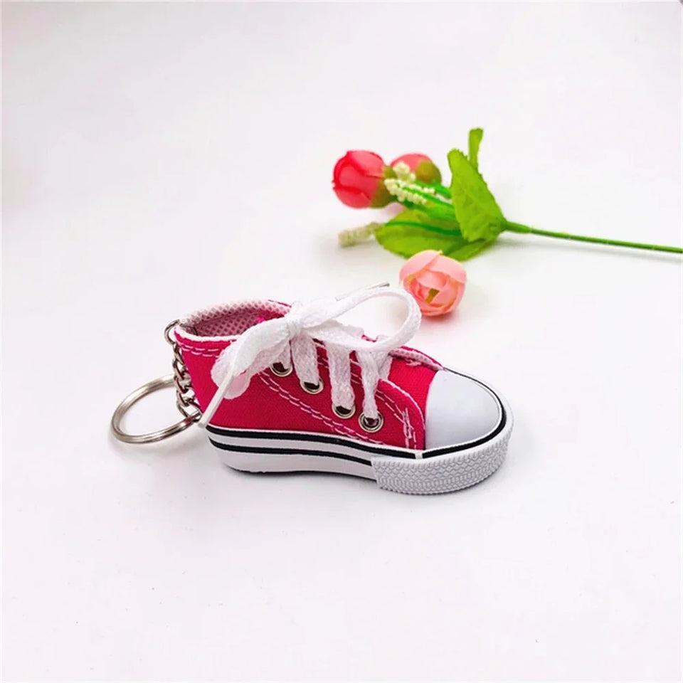 3D Canvas Sneaker Tennis Shoe Keychain Blue Pink Black White Sports Shoes Keyring Bag Ornaments Car Trinket Keyring Accessories