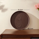 Walnut Wood-Grain Round Serving Tray-Multi-Purpose Plate for Coffee, Bread, Pastries & Tea Set Storage, Ideal for Tea Ceremonies