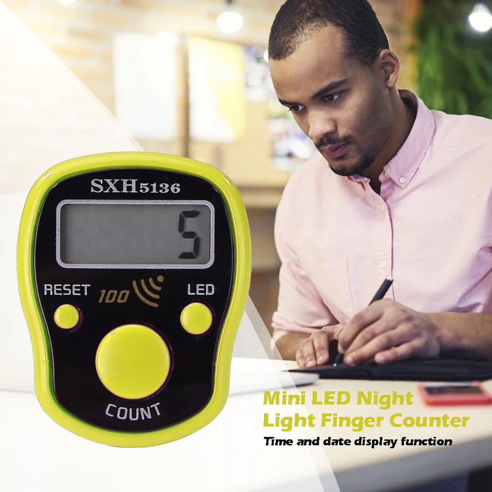Electric Digital Display Counter Buddha Chanting Counter Electronic Digital Display Hand Tally with LED Light for Sewing