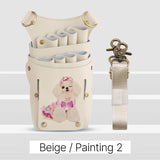 Fenice scissors storage bag,hold 8 scissors, 8 paintings, 6 colors cowhide,waist bag, pet beautician, barber's special waist bag