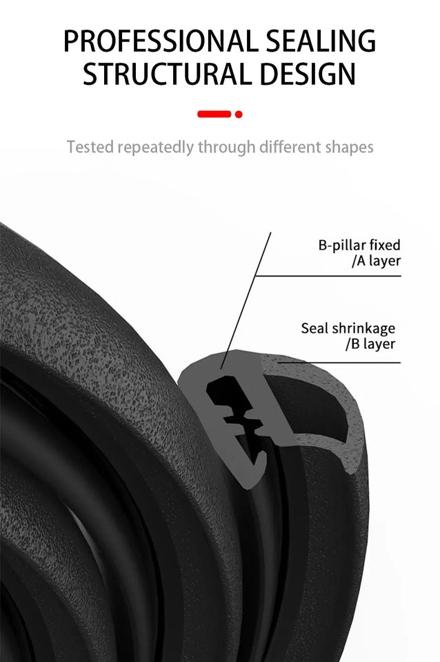 Car Door Seal Strip Rubber Car Door Side Sealing Weatherstrip For Car Waterproof Noise Insulation Sealant Auto Protection