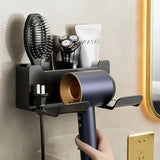 Hair Dryer Holder Wall Mount Suction Cup Bathroom Organizer Wall Mount Hairdryer Holder Straightener Stand Rustproof
