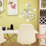 New Creative Acrylic Mirror Coffee Cup Wall Paste Living Room Bedroom Background Wall Decoration Self-adhesive Mirror
