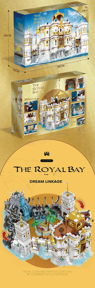 4168PCS Royal Bay Castle Building Blocks Medieval Vintage City Scape Construction Model Bricks Toys Creative Gifts for Children