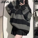 Striped Contrasting Sweater Women's Long Sleeve Knitted Sweatshirt Korean Fashion Streetwear Pullover Autumn New Casual Jumper