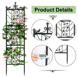 71 inch Garden Trellis Decorative Outdoor Tall Metal Fence Black Lattice Panel Yard Corner Décor for Climbing Plant Flower