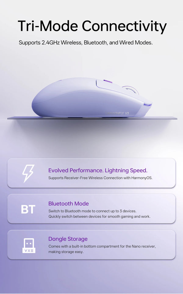 VXE Dragonfly V3 Series Wireless Gaming Mouse Rechargeable Lightweight Mice ATK VXE V3 PRO PAW3395SE Custom Esport Mouse for FPS