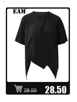 [EAM] Black Irregular Knot Sweatshirt New Stand Collar Long Sleeve Women Big Size Fashion Tide Spring Autumn 2026 1DJ1848
