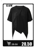 [EAM] Black Irregular Knot Sweatshirt New Stand Collar Long Sleeve Women Big Size Fashion Tide Spring Autumn 2026 1DJ1848